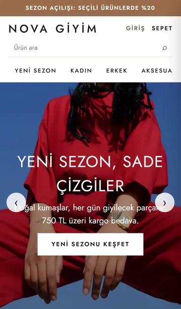 Aynı mağazanın telefondaki görünümü